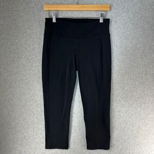 Athleta Black Revelation Cropped Leggings Capri Active‎ Yoga Stretch Size Medium